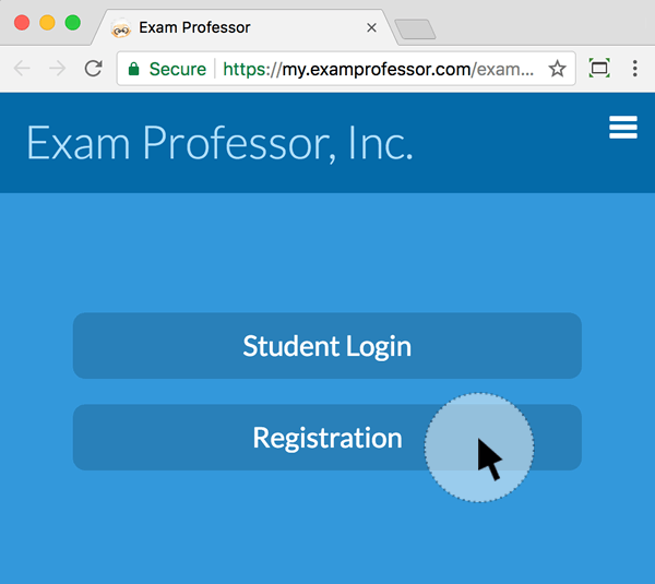 Step 5 - The student exam interface now will display a registration button.