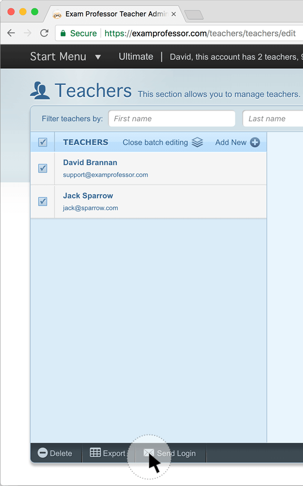 Step 4 - Click on one of three options. Here we are selecting send login.