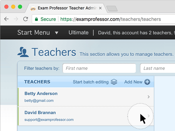 Step 2 - Select the current owner of the exam you wish to transfer.